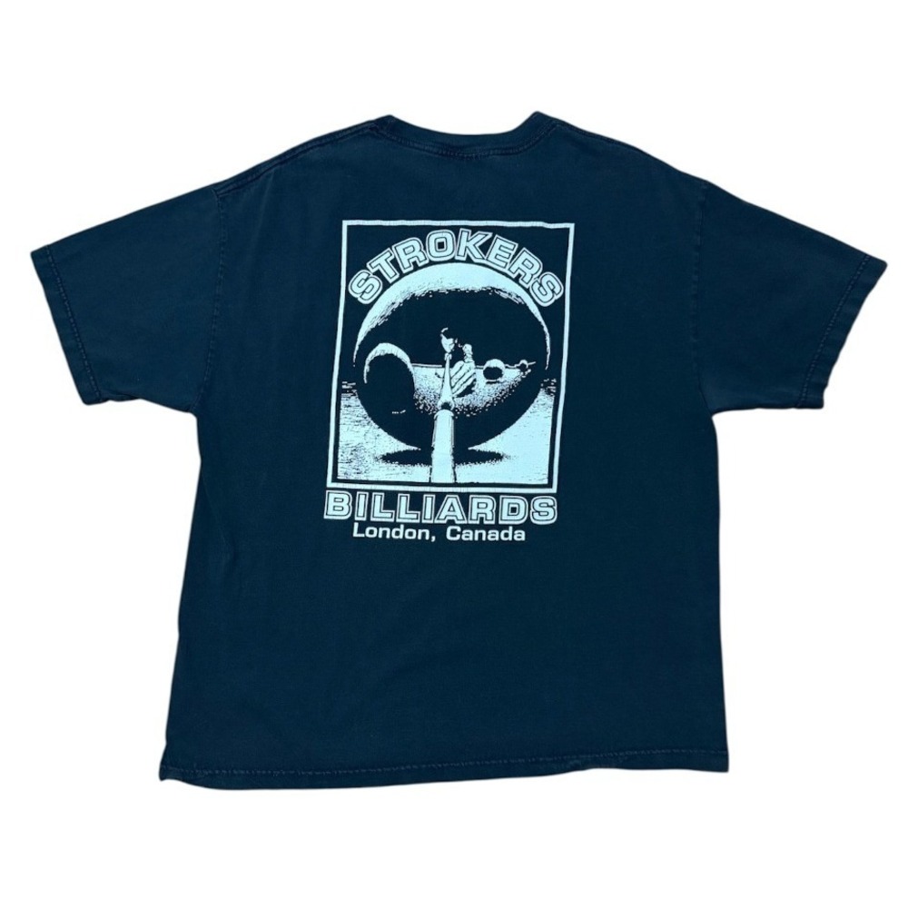 Vintage Y2K Strokers Billiards Pool Bar London Canada Graphic Souvenir T-Shirt